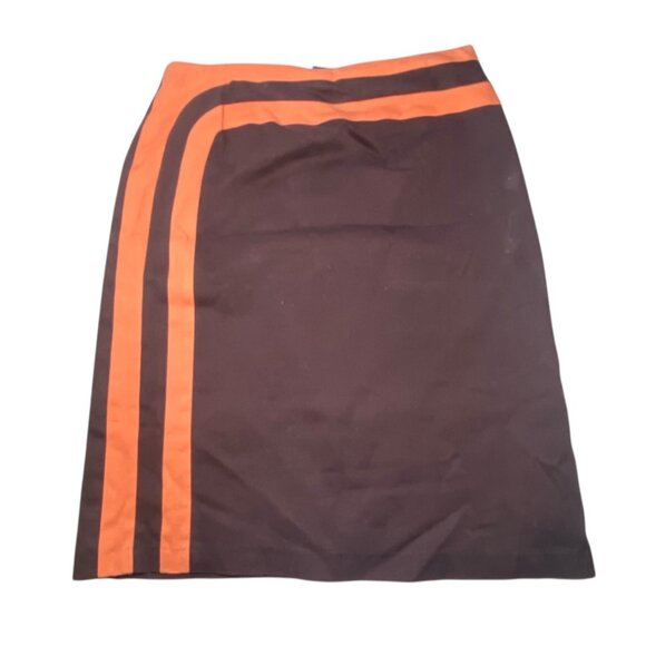 Russell Scott Signature Womens Brown & Orange Striped Pencil Skirt Size 6 Retro - Picture 1 of 5